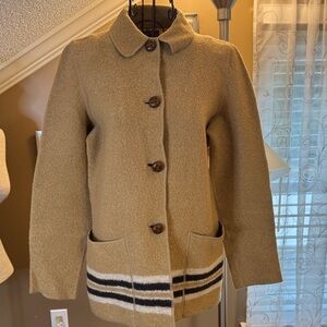 Lands' End Tan Boiled Wool Jacket
